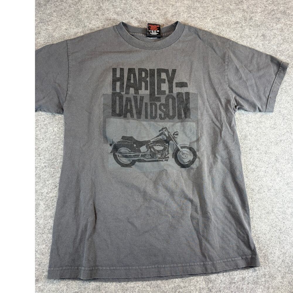 VINTAGE Harley Davidson Korea Seoul Shirt Mens Medium Gray Motorcycle Biker USA